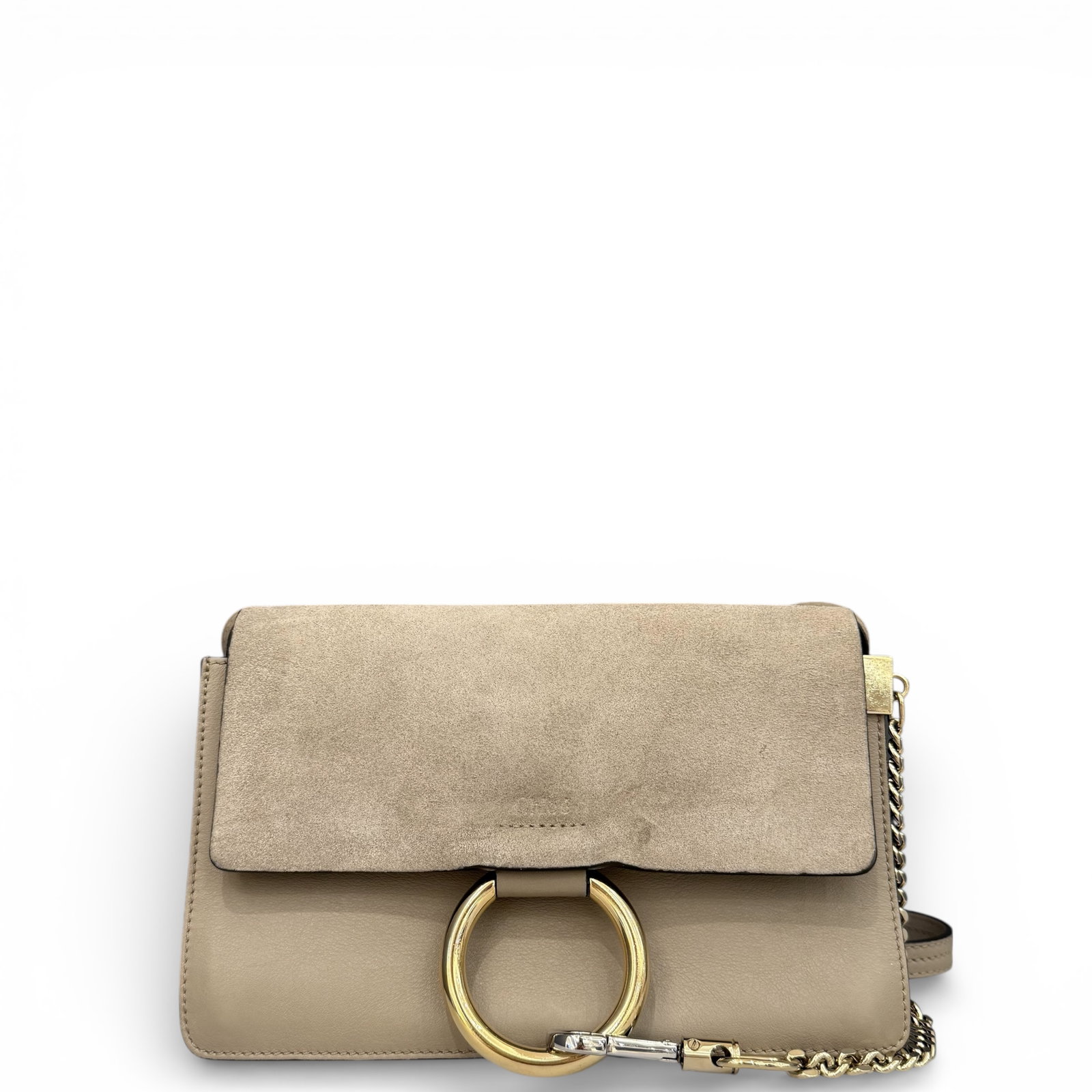 Chloe Mini Faye Day Shoulder Bag Grey Calfskin Doblis Suede Suede (dh010926h7)